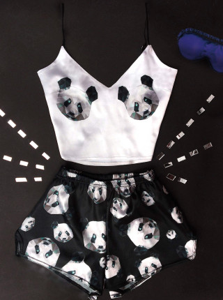 Соблазнительная шелковая пижама "Милая панда"
